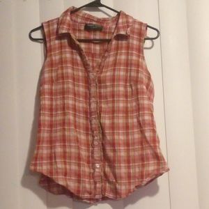 (Lemon Grass) Plaid Sleeveless Shirt